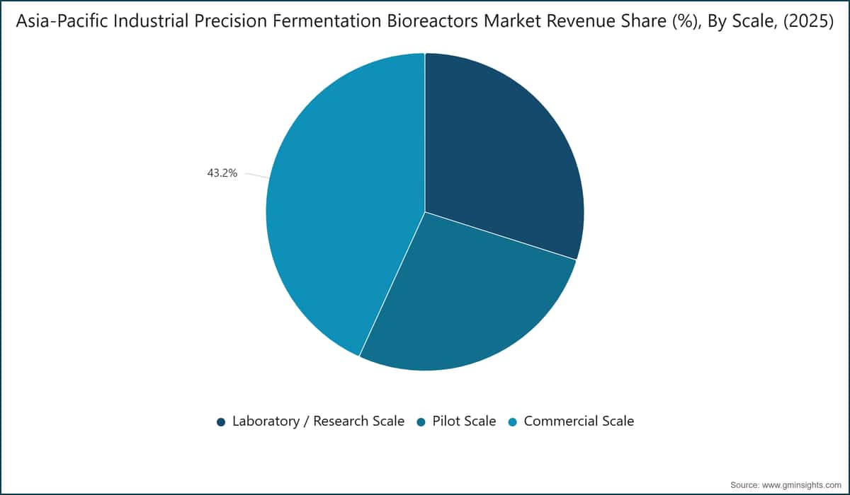Asia-Pacific Industrial Precision Fermentation Bioreactors Market Revenue Share (%),  By Scale, (2025)