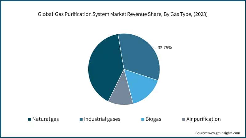 Global &nbsp;Gas Purification System Market Revenue Share, By Gas Type, (2023)