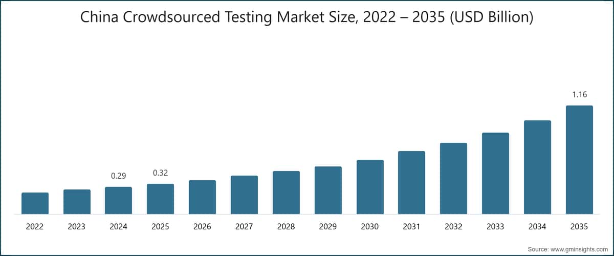 China Crowdsourced Testing Market Size, 2022 – 2035 (USD Billion)
