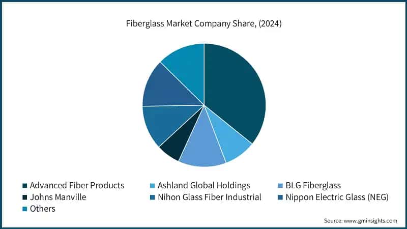 Fiberglass Market Company Share, (2024)