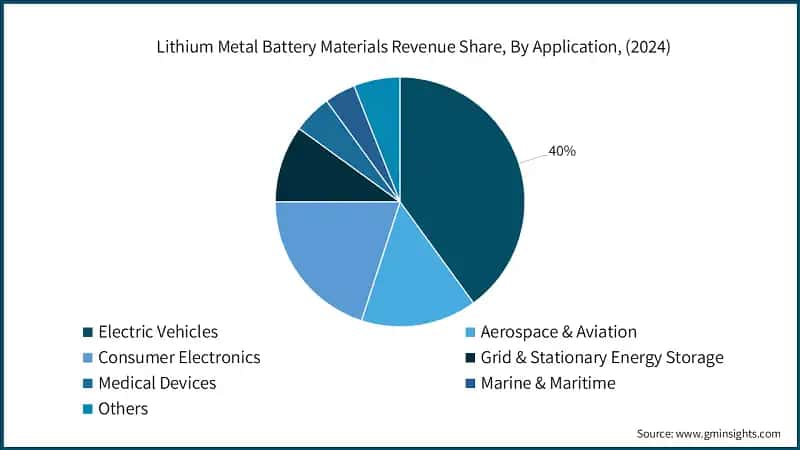 Lithium Metal Battery Materials Revenue Share, By Application, (2024)