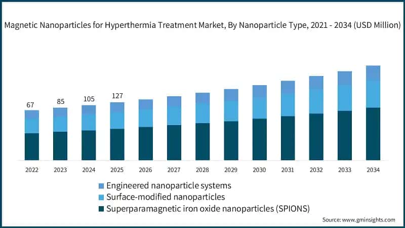 Magnetic Nanoparticles for Hyperthermia Treatment Market,  By Nanoparticle Type, 2021 - 2034 (USD Million)