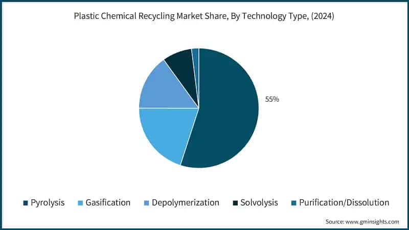 Plastic Chemical Recycling Market Share, By Technology Type, (2024)