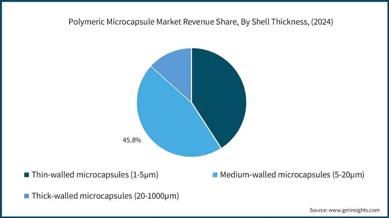 Polymeric Microcapsule Market Revenue Share, By Shell Thickness, (2024)