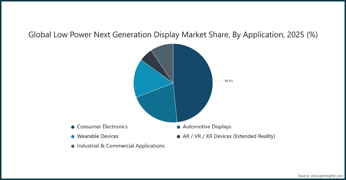 Global Low Power Next Generation Display Market Share, By Application, 2025 (%)