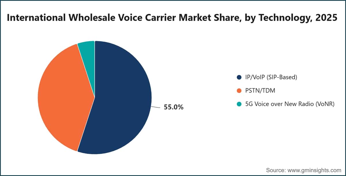 International Wholesale Voice Carrier Market Share, by Technology, 2025