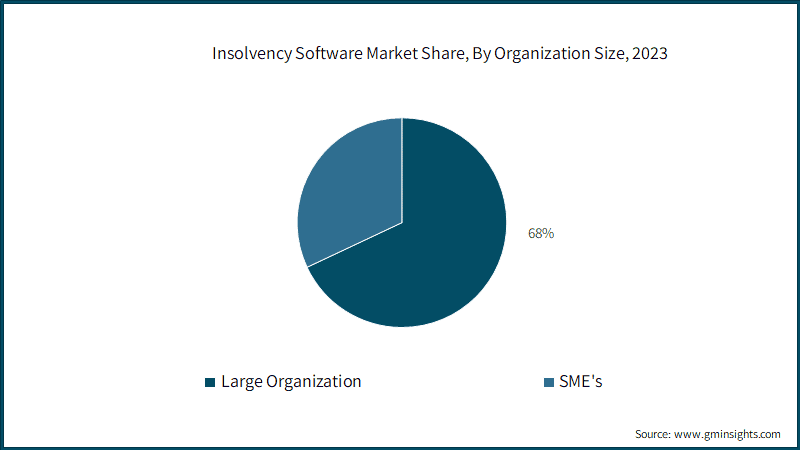 Insolvency Software Market Share, By Organization Size, 2023