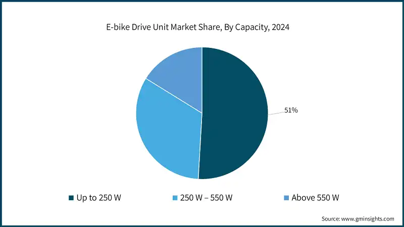E-bike Drive Unit Market Share, By Capacity, 2024