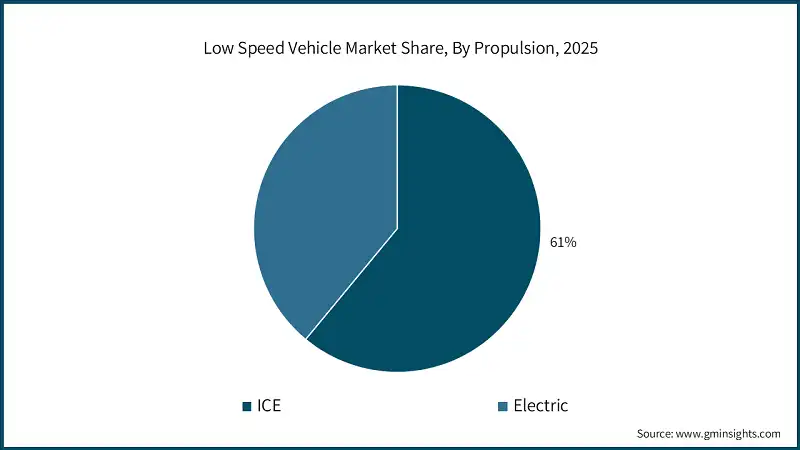 저속 차량 시장 점유율, 추진 방식별, 2025