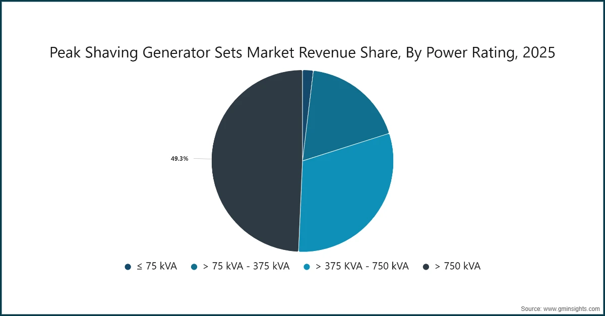 尖峰削减发电机组市场收入份额（按功率等级划分）- 2025
