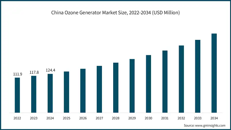 China Ozone Generator Market Size, 2022-2034 (USD Million)