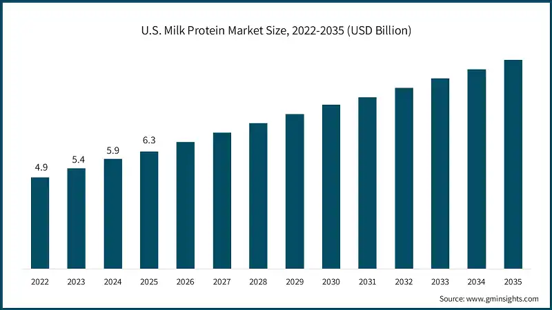 U.S. Milk Protein Market Size, 2022-2035 (USD Billion)