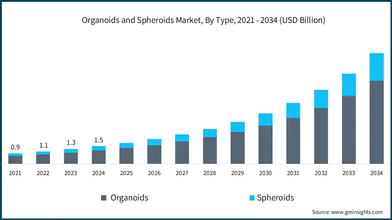 Organoids and Spheroids Market, By Type, 2021 - 2034 (USD Billion)
