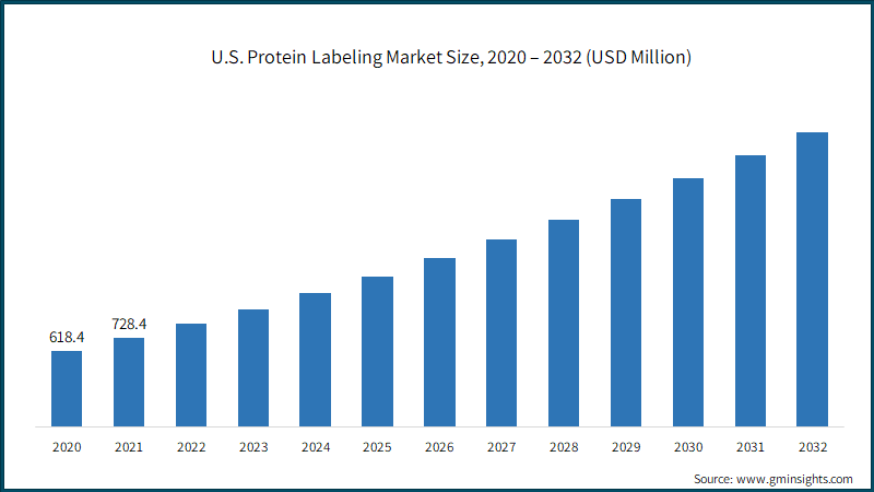 U.S. Protein Labeling Market Size, 2020 – 2032 (USD Million)