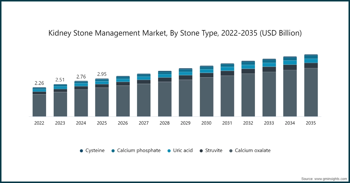 Kidney Stone Management Market, By Stone Type, 2022-2035 (USD Billion)
