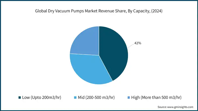 Global Dry Vacuum Pumps Market Revenue Share, By Capacity, (2024)