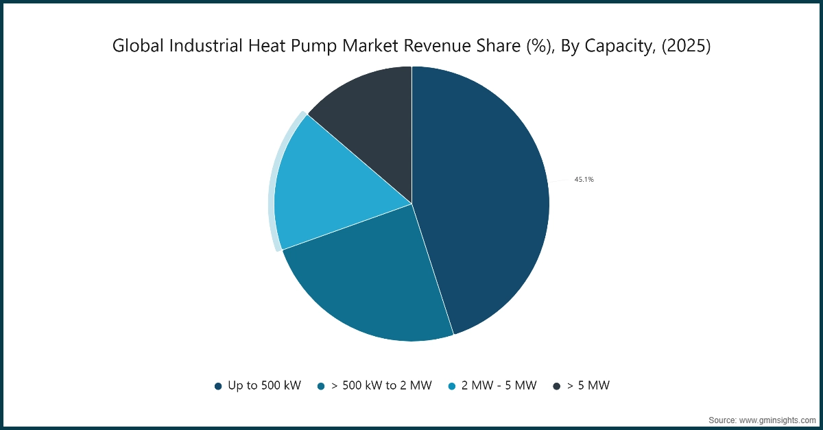 Global Industrial Heat Pump Market Revenue Share (%), By Capacity, (2025)
