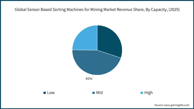 Global Sensor Based Sorting Machines for Mining Market Revenue Share, By Capacity, (2025)