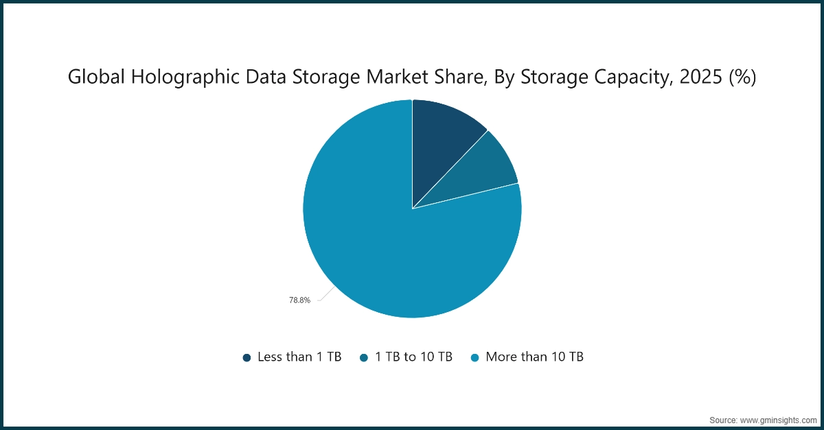 Gráfico: Participación en el mercado global de almacenamiento de datos holográficos, por capacidad de almacenamiento, 2025 (%)